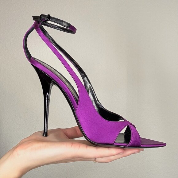 Saint Laurent Purple Satin Heels - Picture 4 of 5
